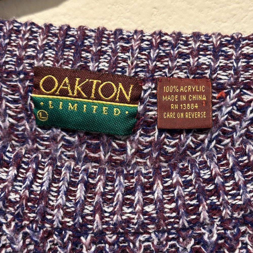 Vintage Mens Oakton Limited Purple Long Sleeve Sweater Acrylic Y2K 90'S - Picture 3 of 4